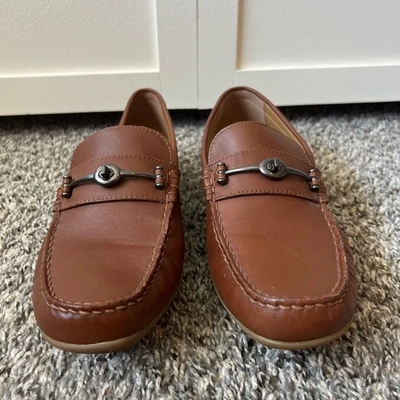 Coach Men’s Brown Dark Saddle Mott Driver Leather Loafers Shoes Size 7.5 - Picture 4 of 16